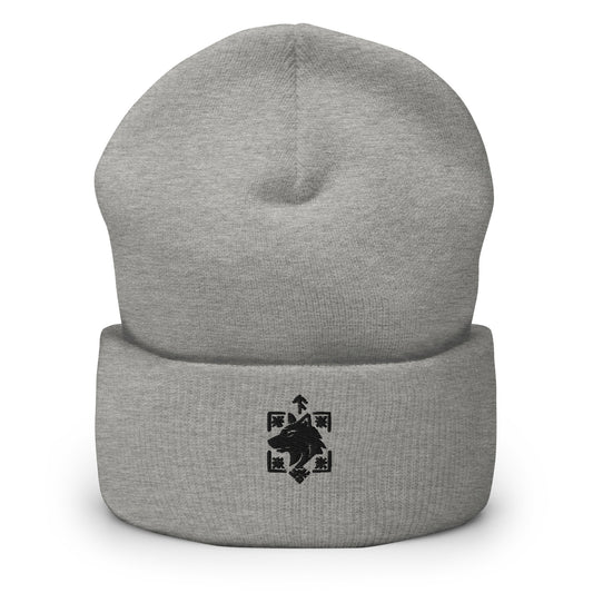 Cuffed Beanie Nordic hunter symbol front view - Blockrat