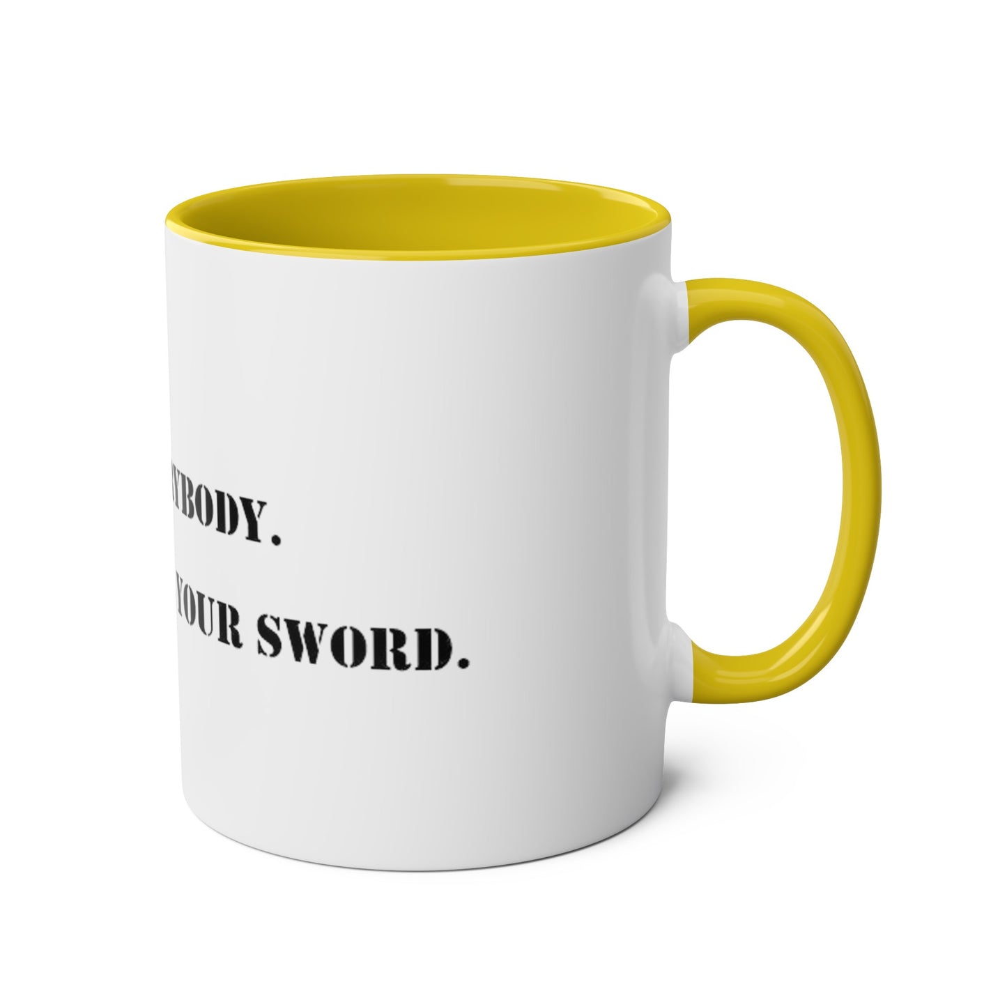 Two-Tone Coffee Mugs, "Love Everybody, Never Sell Your Sword" - Blockrat