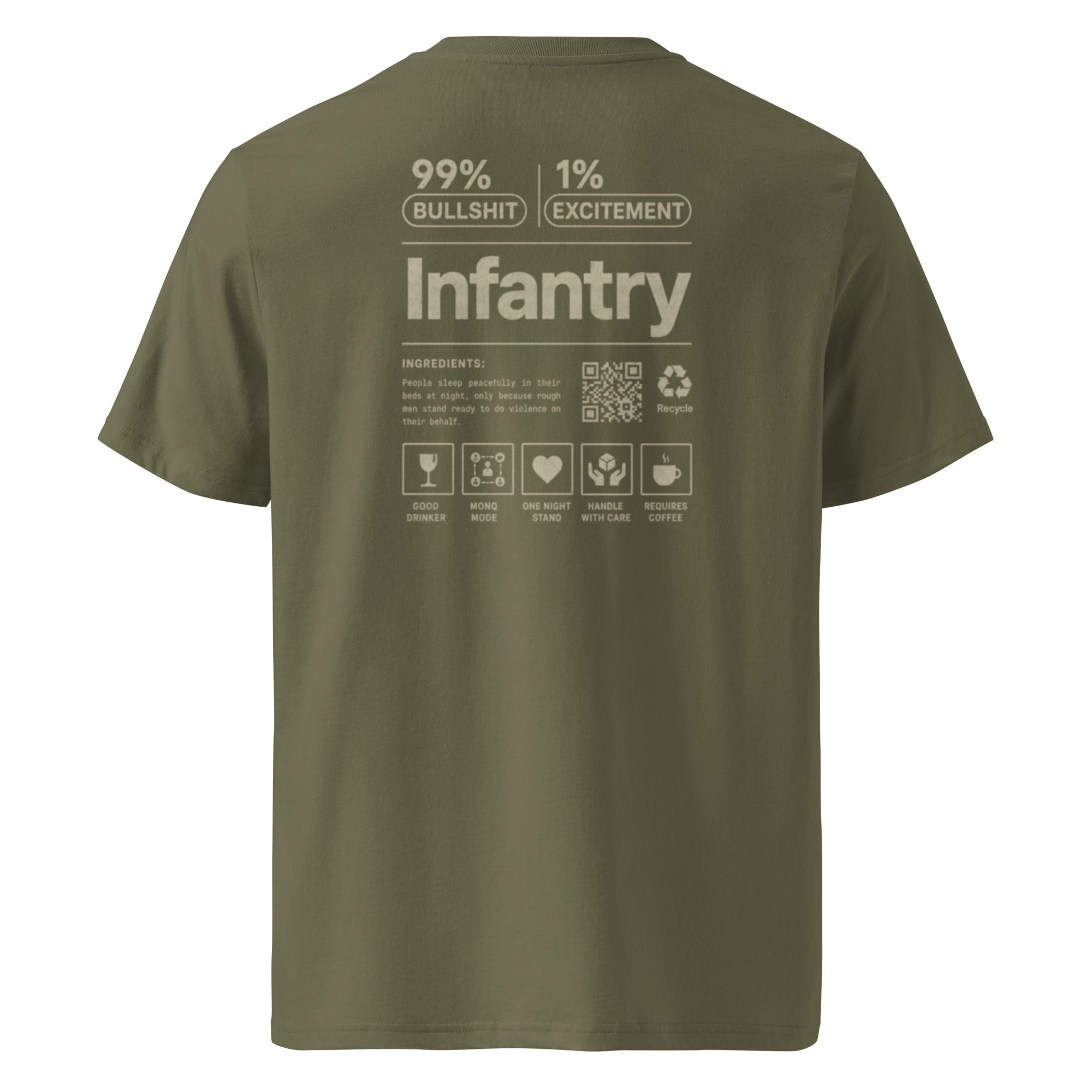 Army humour shirt back print, sarcastic military t-shirt gift.