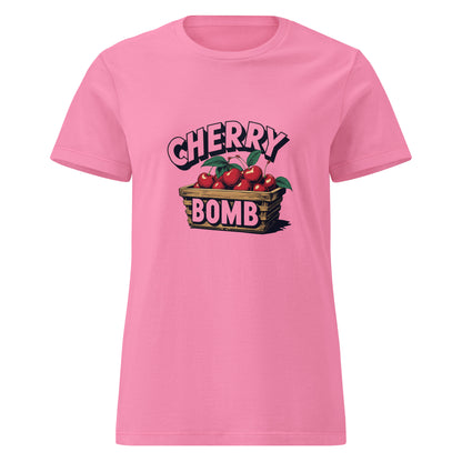 Cherry Bomb women’s softstyle tee – vintage retro graphic, lightweight flattering fit