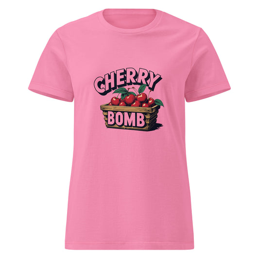 Cherry Bomb women’s softstyle tee – vintage retro graphic, lightweight flattering fit
