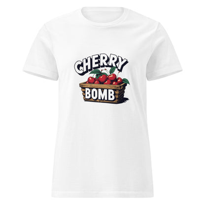 Cherry Bomb women’s softstyle tee – vintage retro graphic, lightweight flattering fit