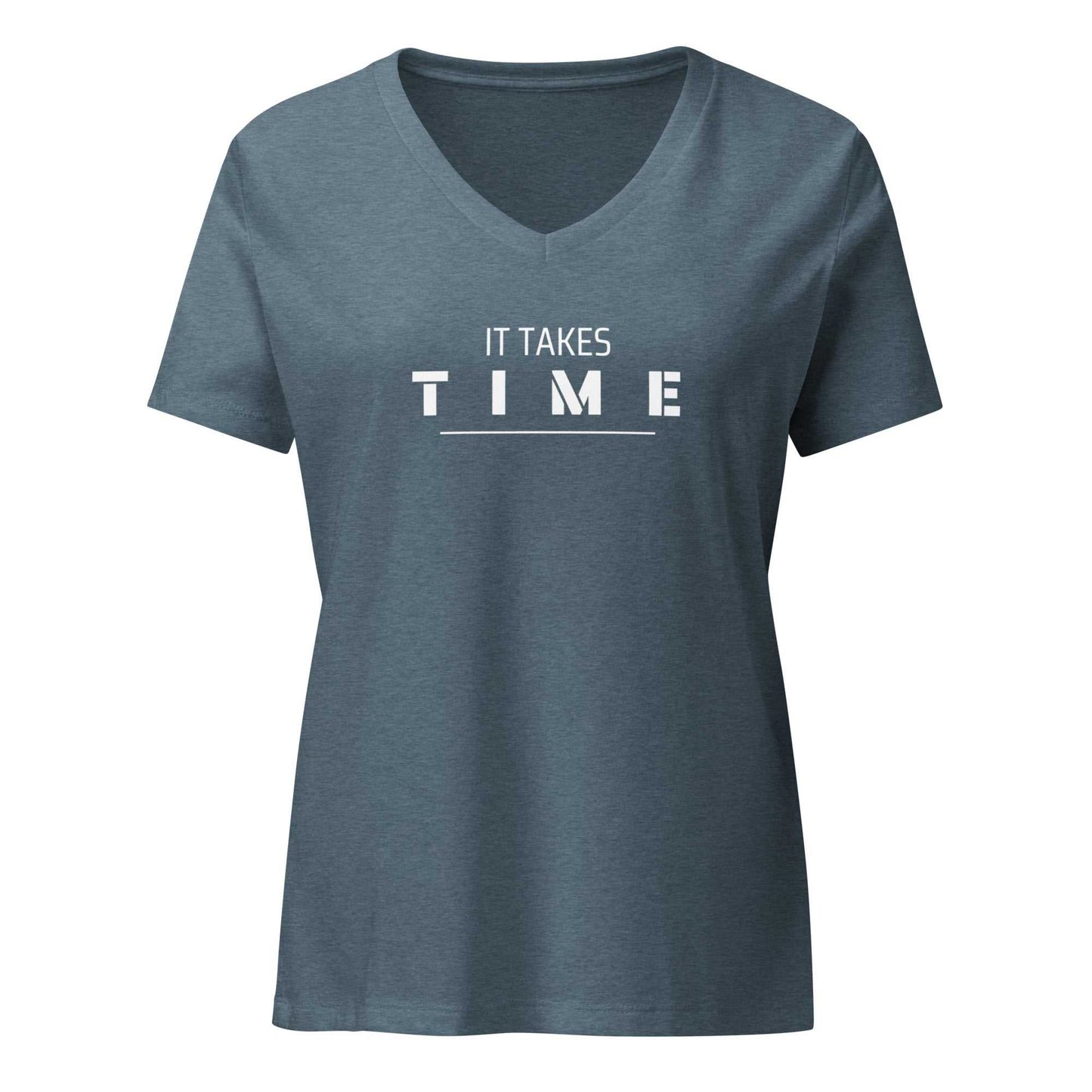 Women’s v-neck t-shirt "It takes time" - Blockrat