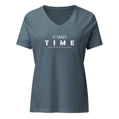 Women’s v-neck t-shirt "It takes time" - Blockrat