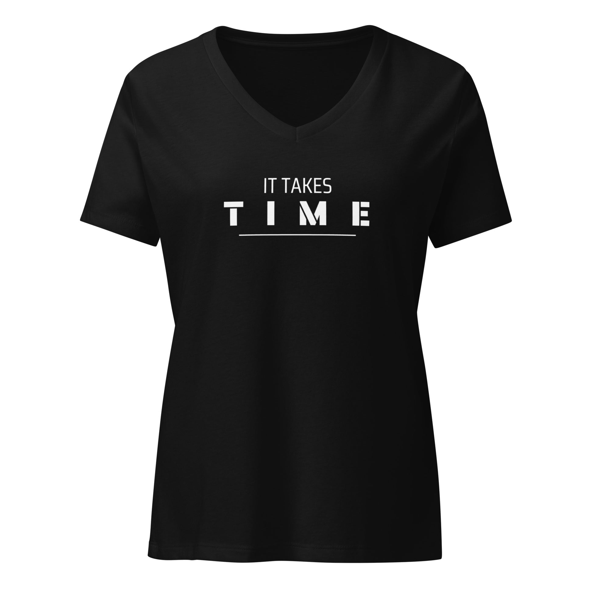 Women’s v-neck t-shirt "It takes time" - Blockrat